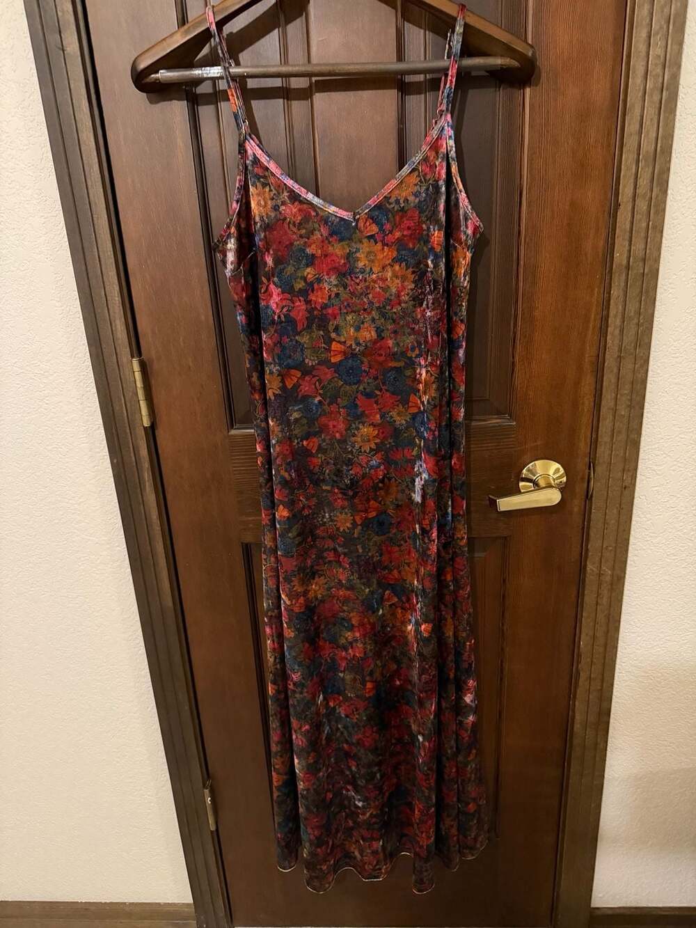Natural Life Floral Velvet Slip Maxi Dress, Size XS